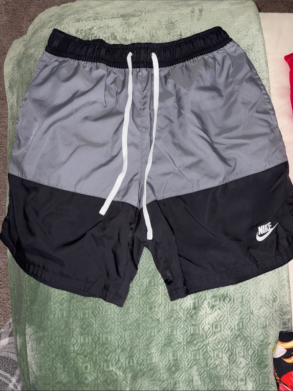 Nike Gray and Black Colorblock Athletic Shorts
